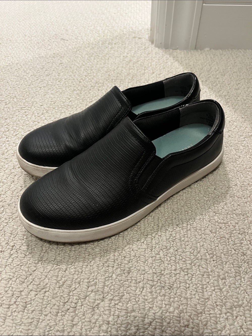 Dr. Scholl's Black Slip-On Women's Loafers with White Sole